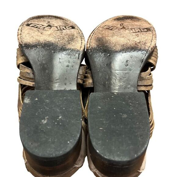 Freebird by Steven Arrow Womens Leather Block Heel Open Toe Booties Sandals sz 6 - Picture 15 of 16